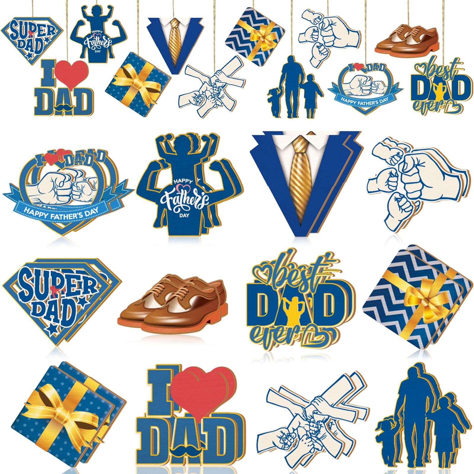Photo 1 of 24pcs Father's Day Wooden Hanging Ornaments Rustic Father's Day Decorations Fathers Day Ornaments for Tree Happy Fathers Day Wood Sign Best Dad Decorations