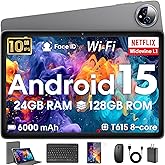 Android 15 Tablet 10 inch,24GB RAM 128 ROM,Tablets with Keyboard Mouse Stylus,1TB Expandable,Octa-Core 6000mAh 1280x800 IPS H