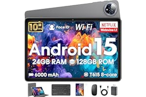 Android 15 Tablet 10 inch,24GB RAM 128 ROM,Tablets with Keyboard Mouse Stylus,1TB Expandable,Octa-Core 6000mAh 1280x800 IPS H