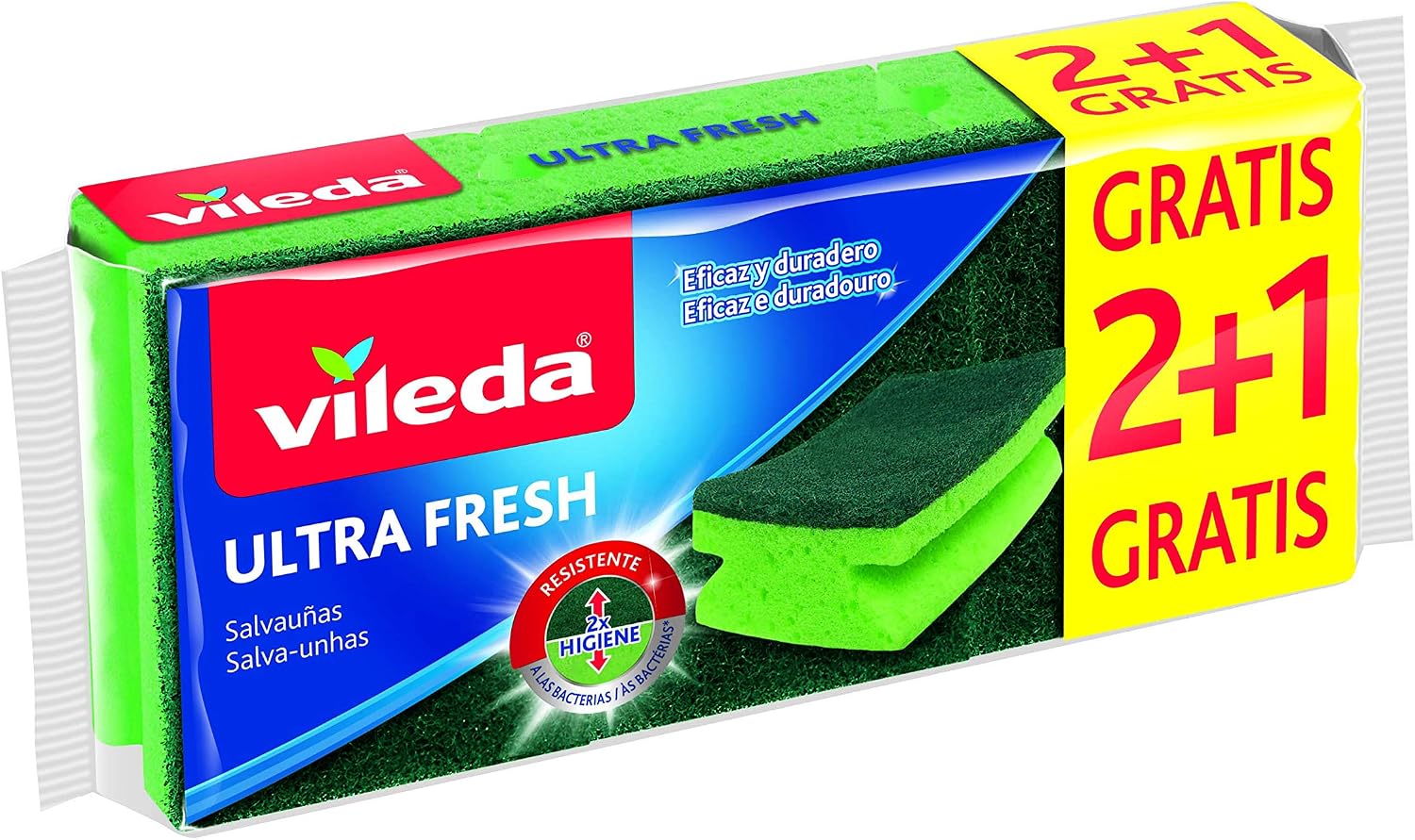 Vileda Set of 3 UltraFresh Anti-Bacterial Treatment - 3 Pieces, Green