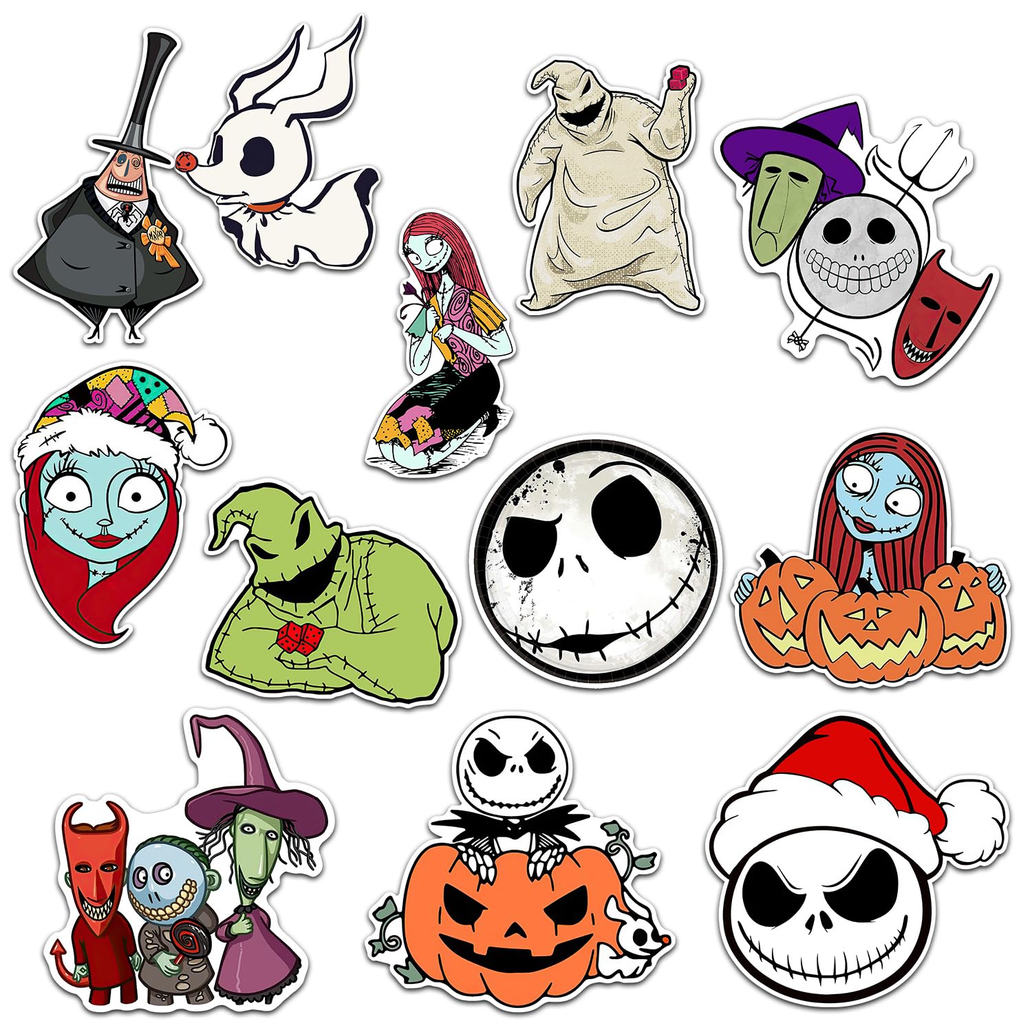 GTOTd Cartoon Skeleton Fridge Magnet (12 Packs) Horror Merch Decorations Bumper Decal Metal Flexible Vinyl Magnetic Decor Teens