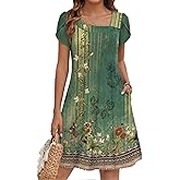 ZEAGOO Summer Dresses for Women 2026 Sundress Short Petal Sleeve Dress with Pockets Floral Dresses for Casual