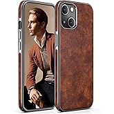 LOHASIC for iPhone 13 Case 6.1 inch, Premium Leather Slim Luxury PU Soft Non-Slip Grip Flexible Bumper Shockproof Full Body Protective Cover Phone Cases for iPhone 13 5G (2021) - Vintage Brown