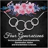 ALoveSoul Great Grandma Necklace - Sterling Silver Interlocking Circles Necklace 4 Generation Necklace for Great Grandmother Birthday Christmas Gifts