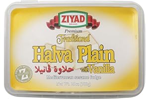 Ziyad Traditional Mediterranean Sesame Fudge Halva with Vanilla, Additives No Preservatives, 25 oz