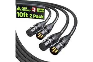 AA AUDIO ACCESSORY XLR Cable 10ft 2 Pack, Neutrik REAN Gold-Plated Connectors, Kevlar-Reinforced Nylon Braided XLR Microphone
