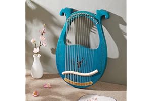 Ladyacces Lyre Harp, 16 Metal Strings Bone Saddle Mahogany Lyre Harp with Tunning Wrench,Extract Strings,Picks,Manual and Gig Bag LC-30
