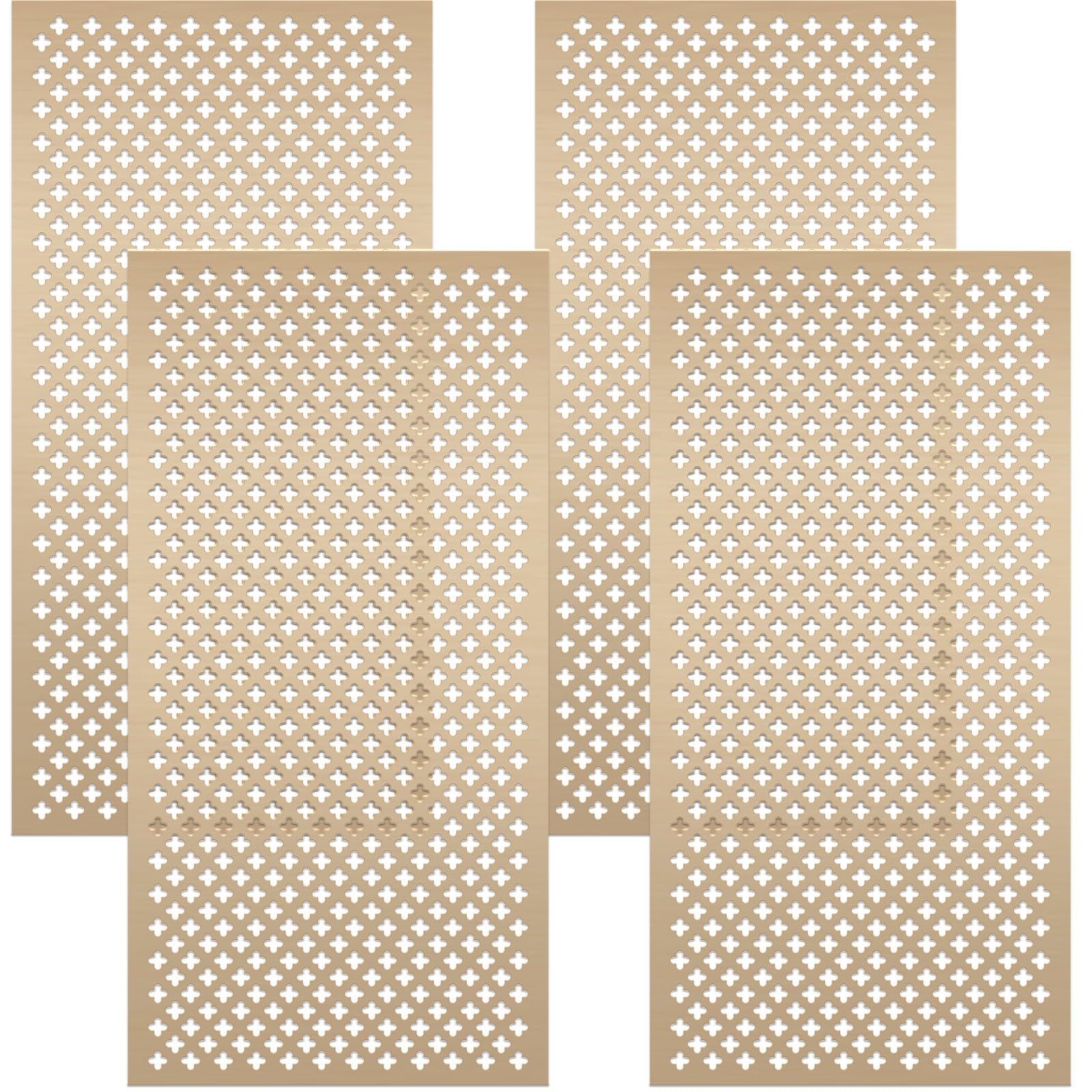 Photo 1 of Therwen 4 Pcs Cloverleaf Aluminum Sheet 1 x 2 ft Perforated Metal Sheets 0.04 Inch Thick Gold Metal Mesh Decorative Sheet for Indoor Outdoor