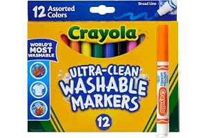 Crayola Broad Line Markers (12 Count), Washable Markers for Kids, Assorted Colors, Arts & Crafts Supplies, For Coloring Books & Art Projects, Ages 3+