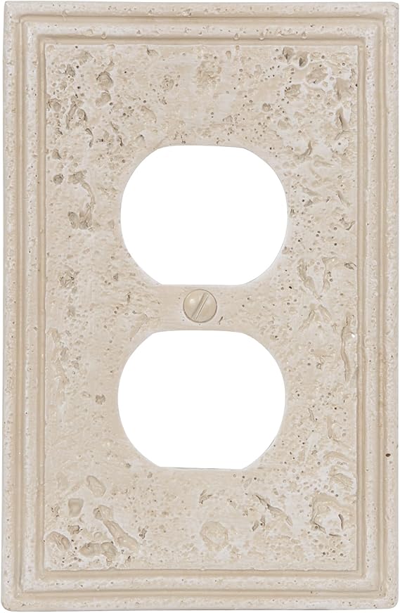Amerelle Faux Stone Single Duplex Resin Wallplate in Crème Outlet