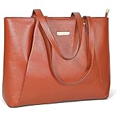 Blofinche Genuine Leather Tote Bag for Women,15.6 Inch Laptop Bag, Large Work Purse for Office Travel Commuter