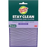 Scotch-Brite Stay Clean Scrubbing Dish Cloths, 2 Pack | Rinses Clean and Dries Quick, 2 Non-Scratch Dish Cloths