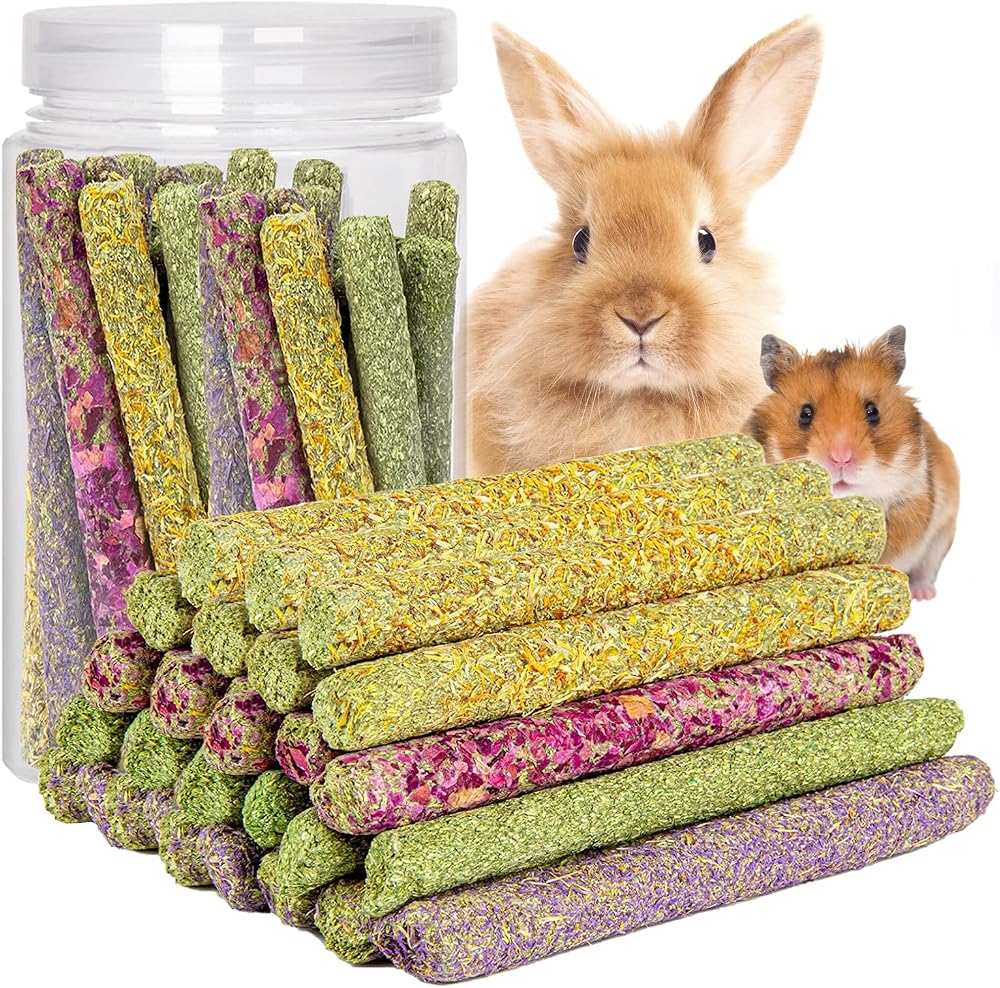 Flow fire Timothy Hay Sticks 40 Pcs Rabbit Chew Treats Small Pet Toys