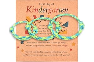 Leyung First Day of School Kindergarten Bracelet Set of 3, Father Mother Son Daughter Family Bracelets Back to School Gifts