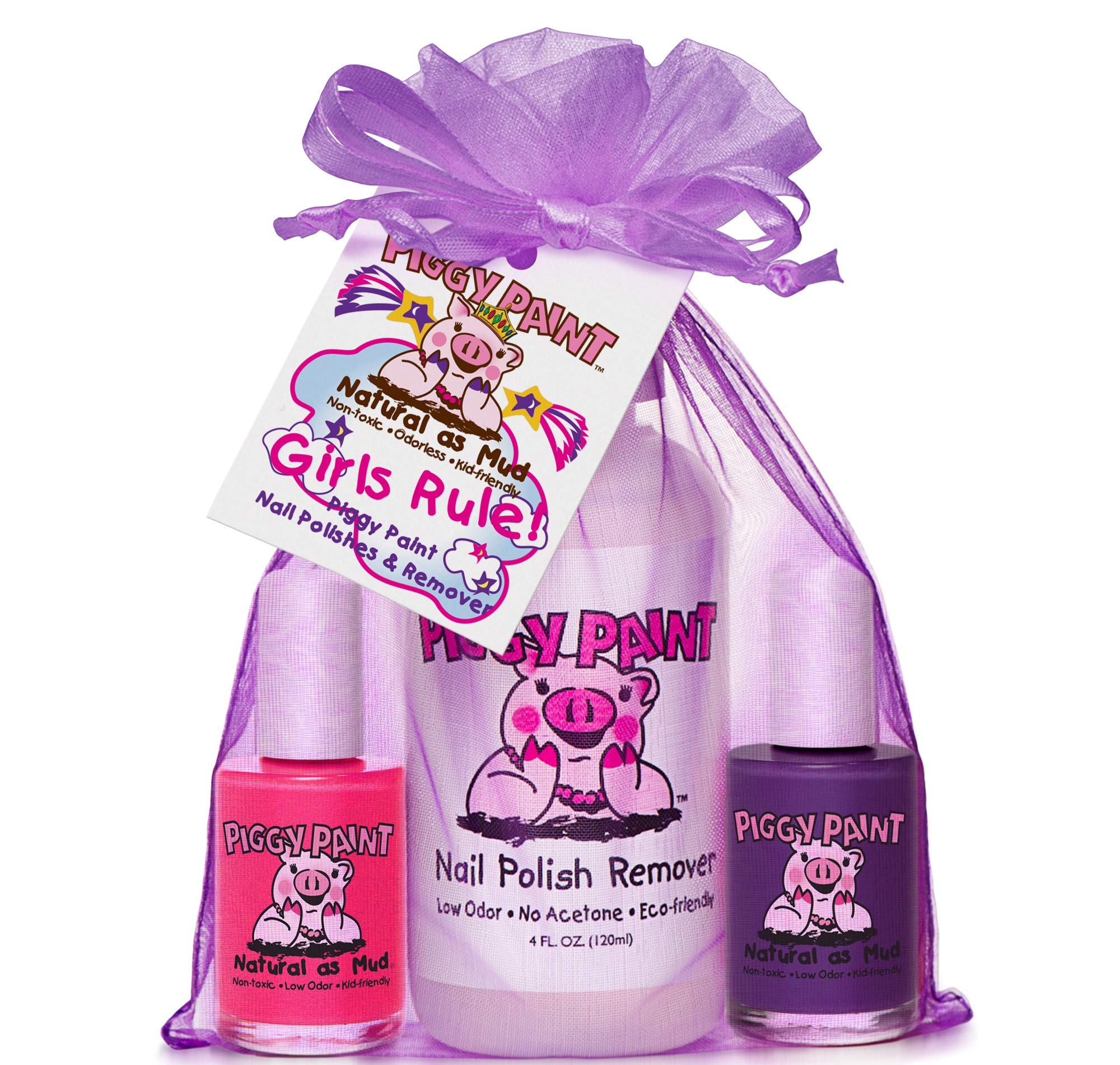 Piggy Paint Girls Rule Nail Polish and Remover Gift Set, 3-Piece