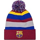 Fan Ink FC Barcelona Knit Beanie Official Licensed Winter Hat – Soft Acrylic Soccer Cap with Embroidered Crest – Unisex Warm Cold Weather Headwear for Men & Women Multicoloured