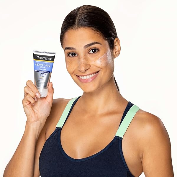 NEUTROGENA SPORT FACE SUNSCREEN, BROAD SPECTRUM SUNBLOCK SPF 70+, WATER RESISTANT SUNSCREEN FOR FACE, SWEAT RESISTANT OIL FREE SUNSCREEN LOTION, 2.5 FL OZ