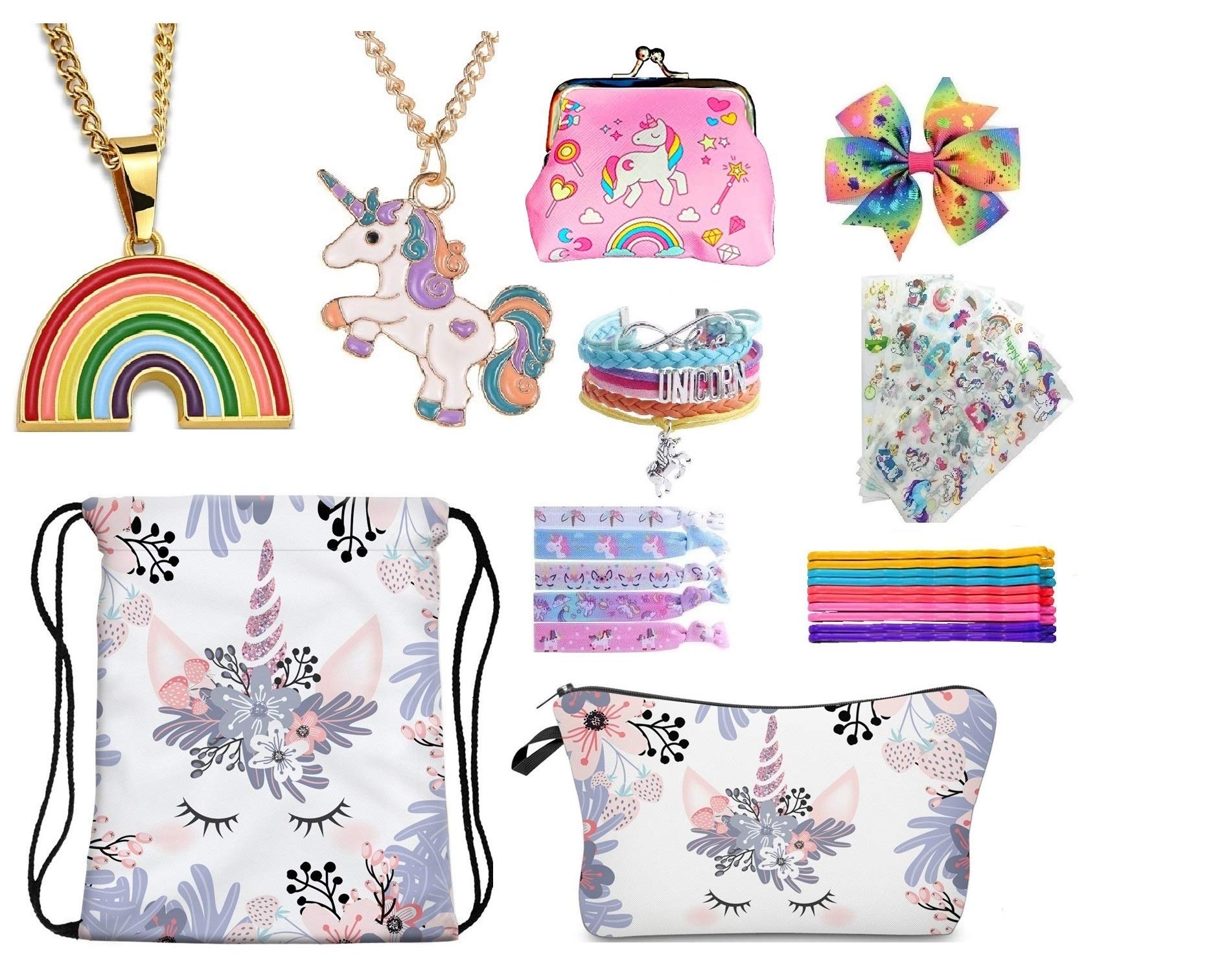 Unicorn Gifts - Drawstring Backpack Unicorn Party Accessory 10 Pack (Unicorn Set 3)