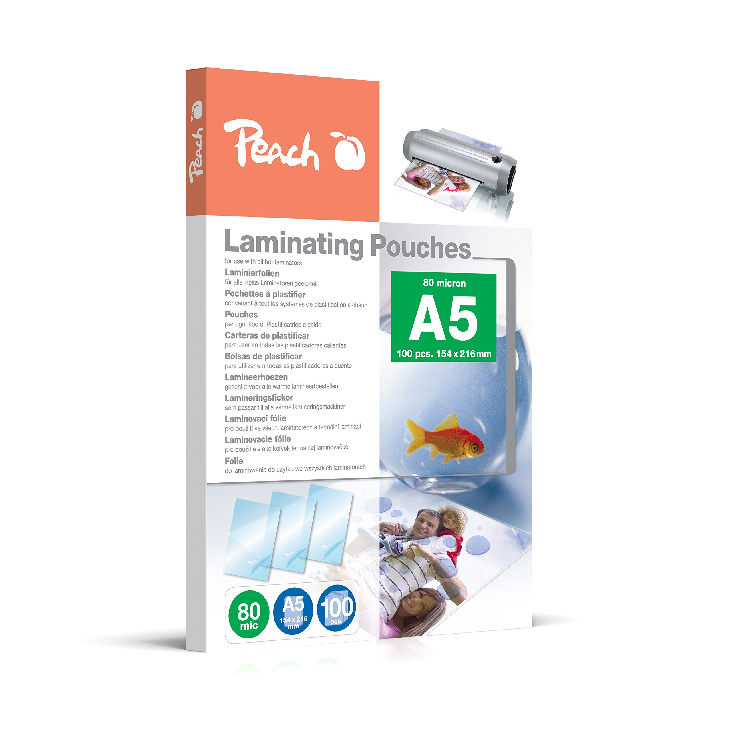 Peach PP500-03 Laminating Pouches A5 100 microns Pack of 100