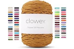 Clowex Polyester Soft Macrame Cord 2.5-3mm, 191 Yards x 1/9 inc Turkish Polyester Rope, Braided Macrame Yarn for DIY Crafts, Plant Hanger, Wall Hanging, Macrame Bag