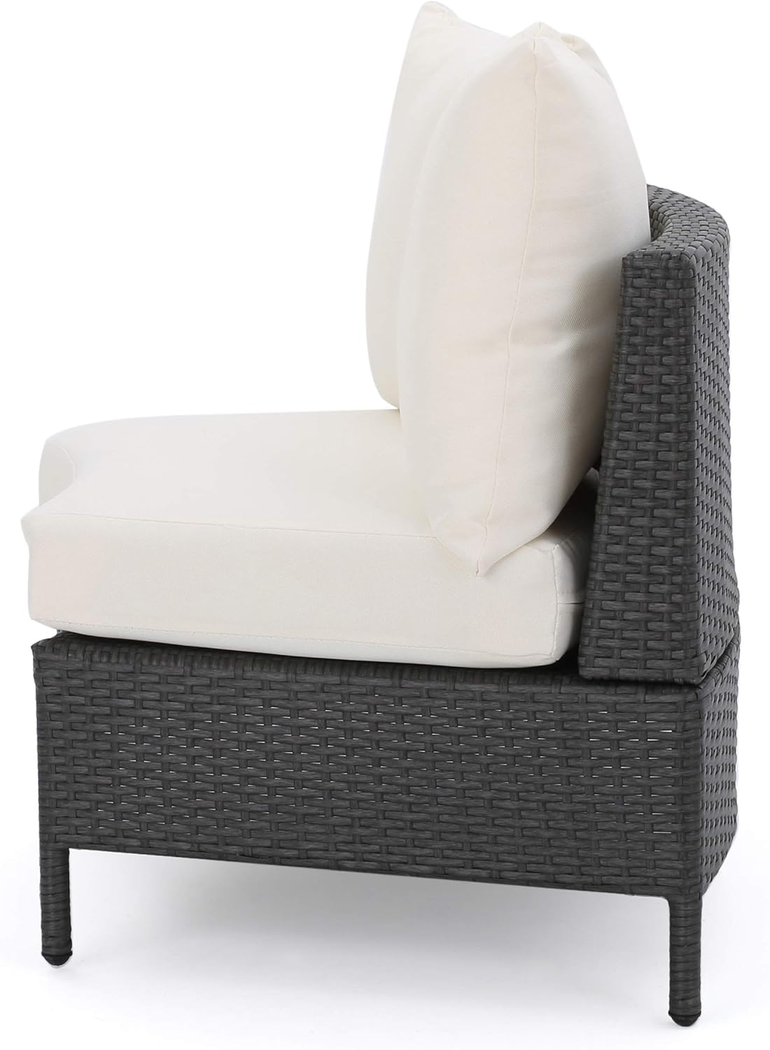 3 piece sectional patio set with fire pit on Amazon Com Christopher Knight Home Hatteras Outdoor 4 Seater Curved Wicker Sectional Sofa Set With Coffee Table Gray And White Garden Outdoor