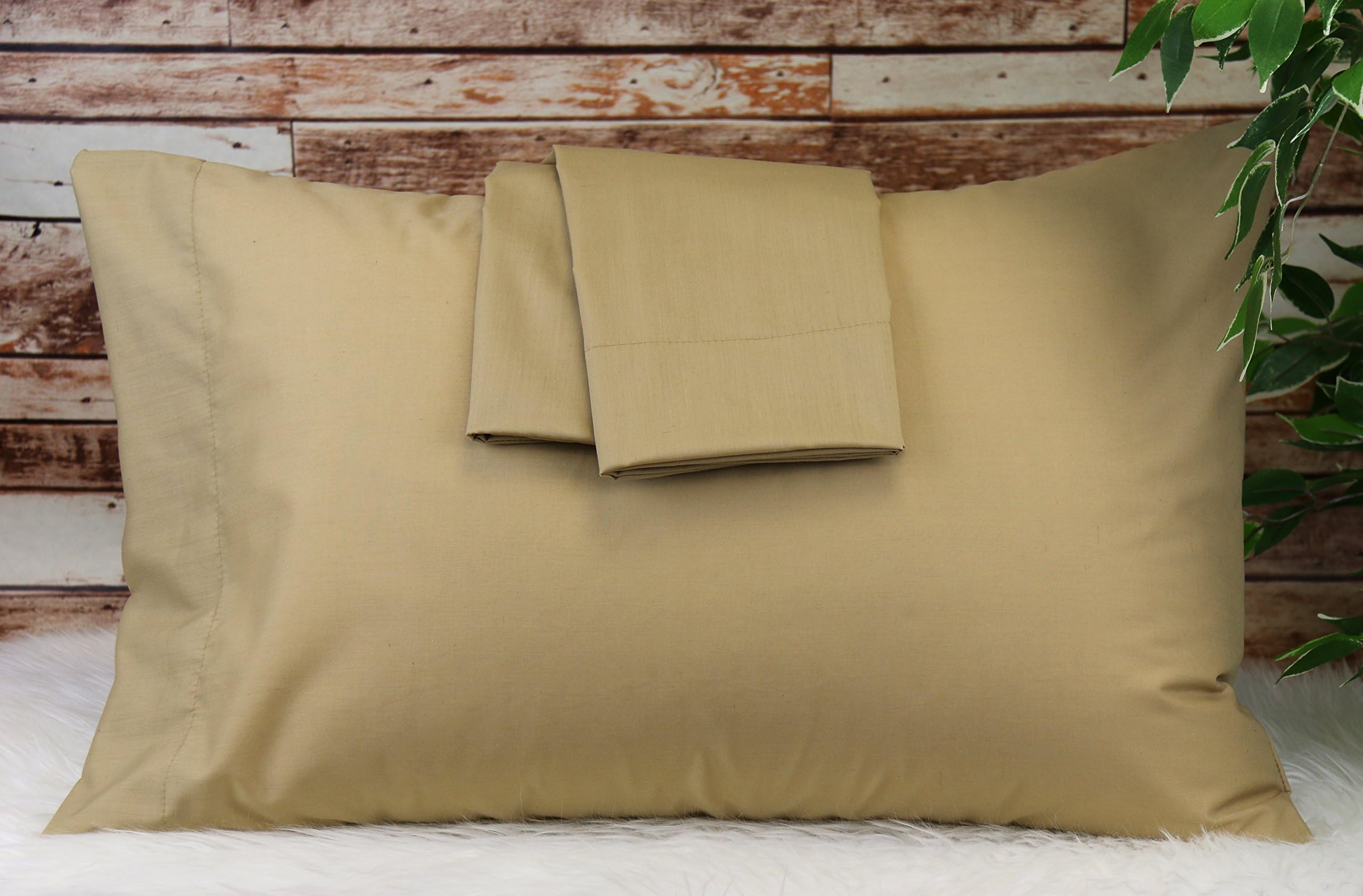 Aiking Home 2-Pack of 280 Thread Count Easy-Care Pillow Case Set, King, Beige