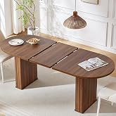 YUFAM 63-79 Inch Extendable Dining Table for 4-8 Oval Wood with Fluted Base | Expandable Dinning Mid Century Modern for Dining Room Kitchen Living Room