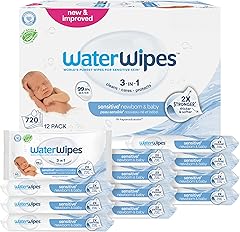 WaterWipes Sensitive+ Newborn & Baby Wipes, 3-In-1 Cleans, Cares, Protects, 99.9% Water, Unscented & Hypoallergenic, 720 Coun