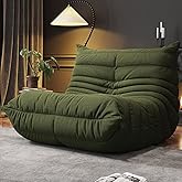 Memory Foam Bean Bag Chair for Adults, Teddy Material Beanbag Sofa with Filler, Cozy Floor Lounge Seat for Living Room, Bedroom, Dorm, Office (Green)