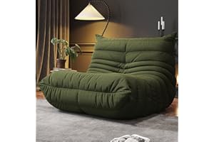 WHGBJA Memory Foam Bean Bag Chair for Adults, Teddy Material Beanbag Sofa with Filler, Cozy Floor Lounge Seat for Living Room, Bedroom, Dorm, Office (Green)