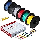 18 Gauge Electrical Wire,18 awg Wire-XINWANG 18 Gauge Stranded Tinned Copper Wire with PVC Insulation(OD:2.0 mm) 6 Colors,20ft Each, Hook Up Wire Kit
