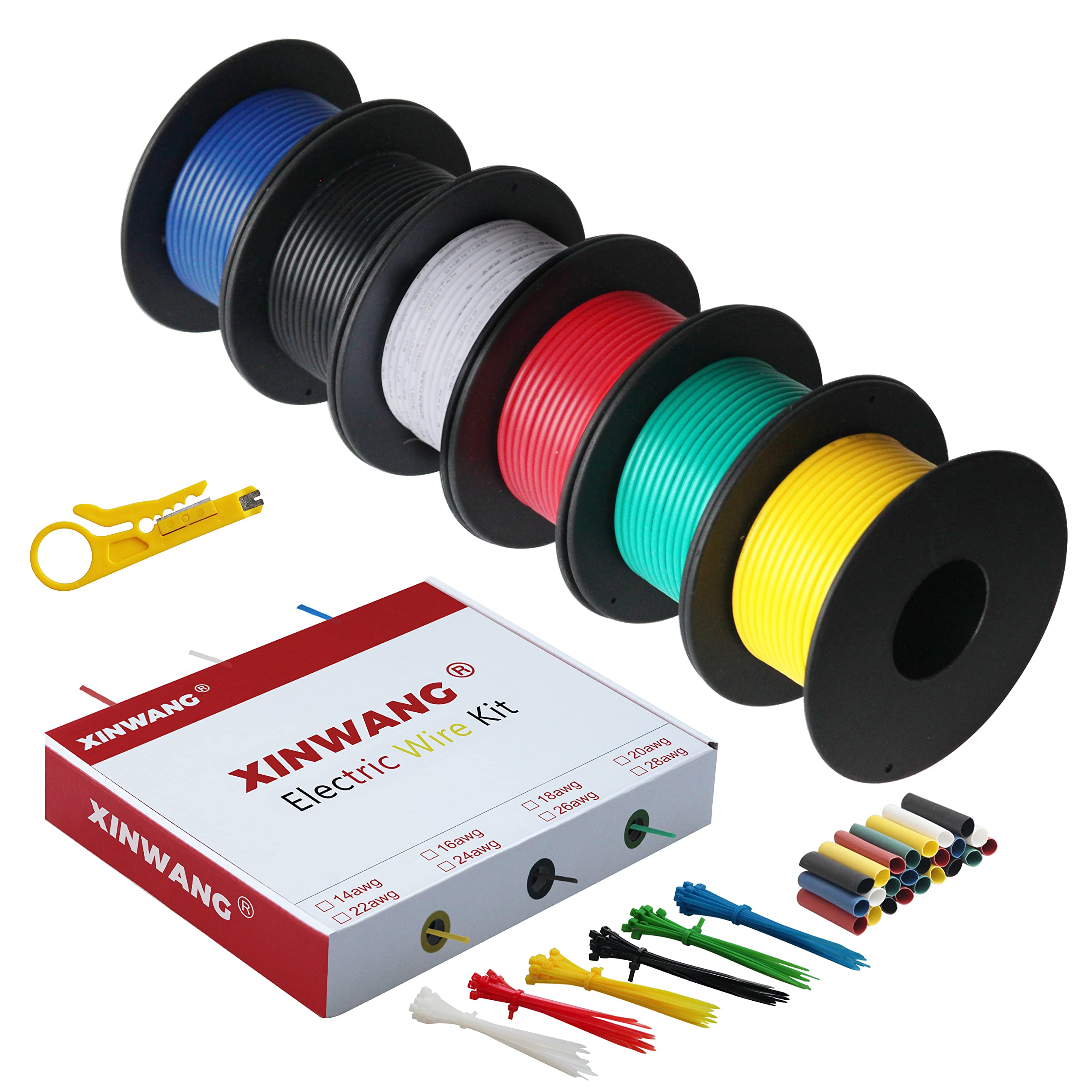 Electrical Wire,PVC Electric Wire -XINWANG 16awg 1.3 mm² 6 Colours (Each Colour 13ft) Stranded Wire Made of Tinned Copper Wire Hook up Wire Kit
