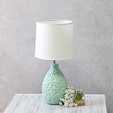 Simple Designs LT2003-BLU Texturized Stucco Ceramic Oval Table Lamp, Blue