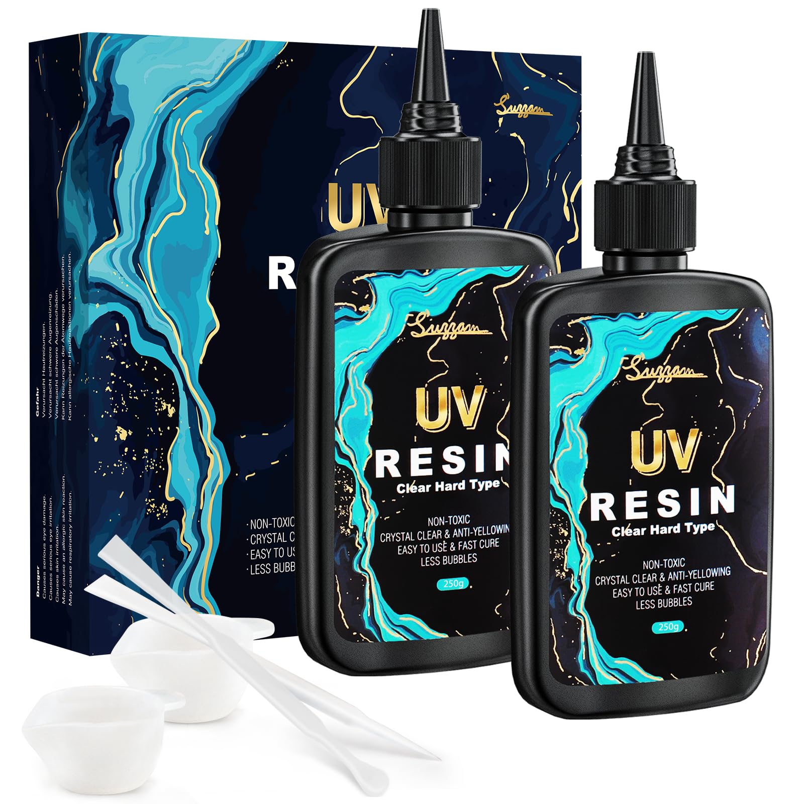 UV Resin Kit 500g, Upgraded UV Resin Hard Crystal Clear, UV Cure Resin Ultraviolet Epoxy Resin Hard for Jewelry Making, DIY Crafts - Low Odor