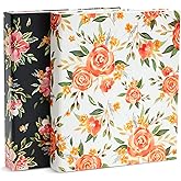 2 Pack Colorful Floral 3 Ring Binder with 1.5 Inch Rings, Decorative File Folder for Office Supplies, Planner, Portfolio, 250 Sheet Capacity (11.5 x 10.5 in)