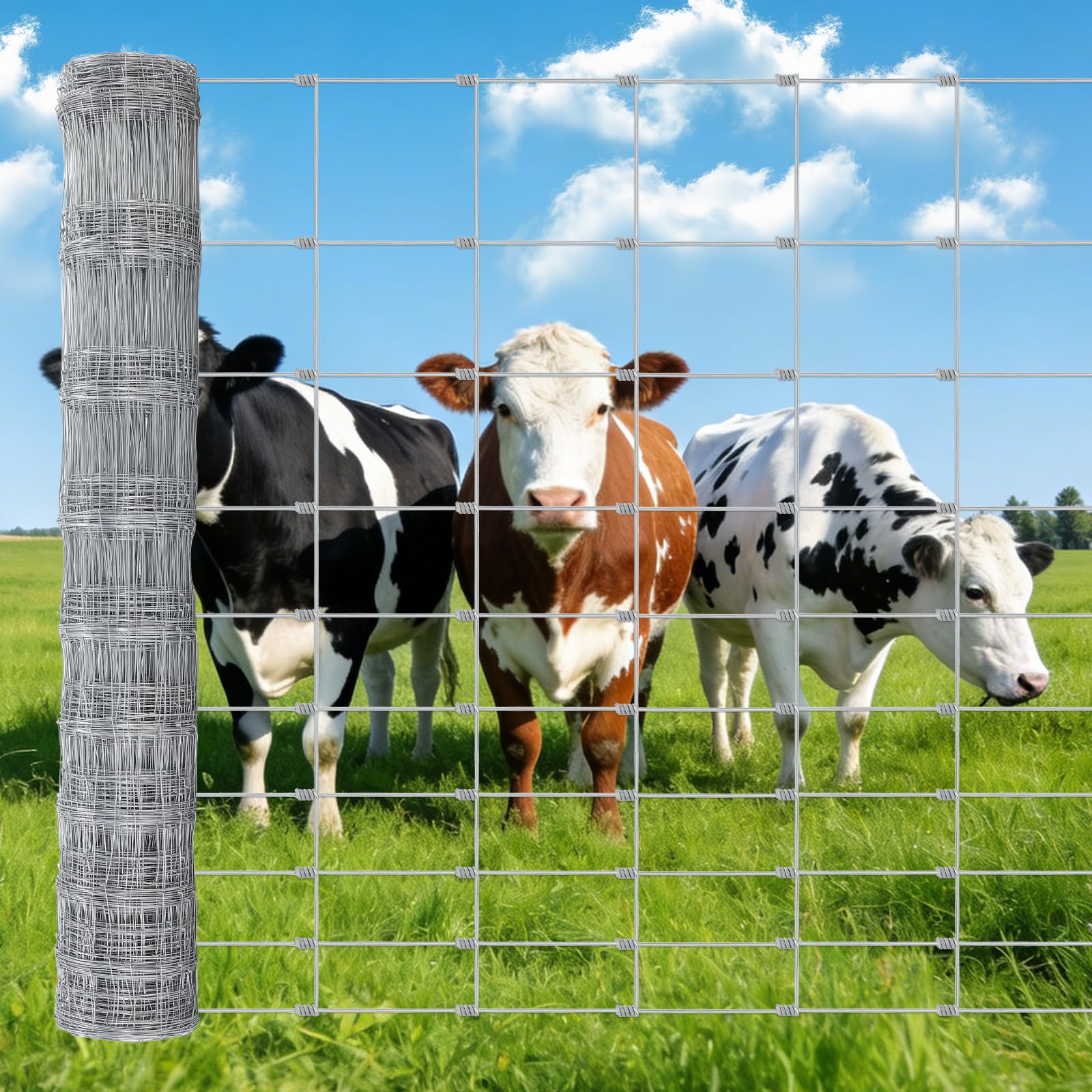 Photo 1 of Garvee Cattle Fence 5 ft x 328 ft, Heavy Duty Galvanized Wire Fencing for Deer, Goat, Hog, Sheep, Heavy Zinc Coating Farm Wire Fence for Livestock & Yard Protection