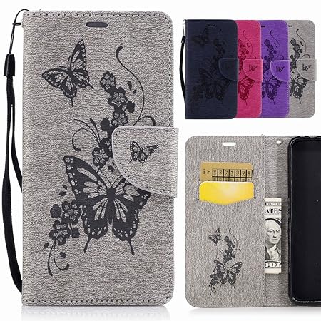 Yiizy Handyhülle für Huawei Honor Holly 3/Huawei Y6 II Hülle, Schmetterling Blume Entwurf PU Ledertasche Beutel Tasche Leder 