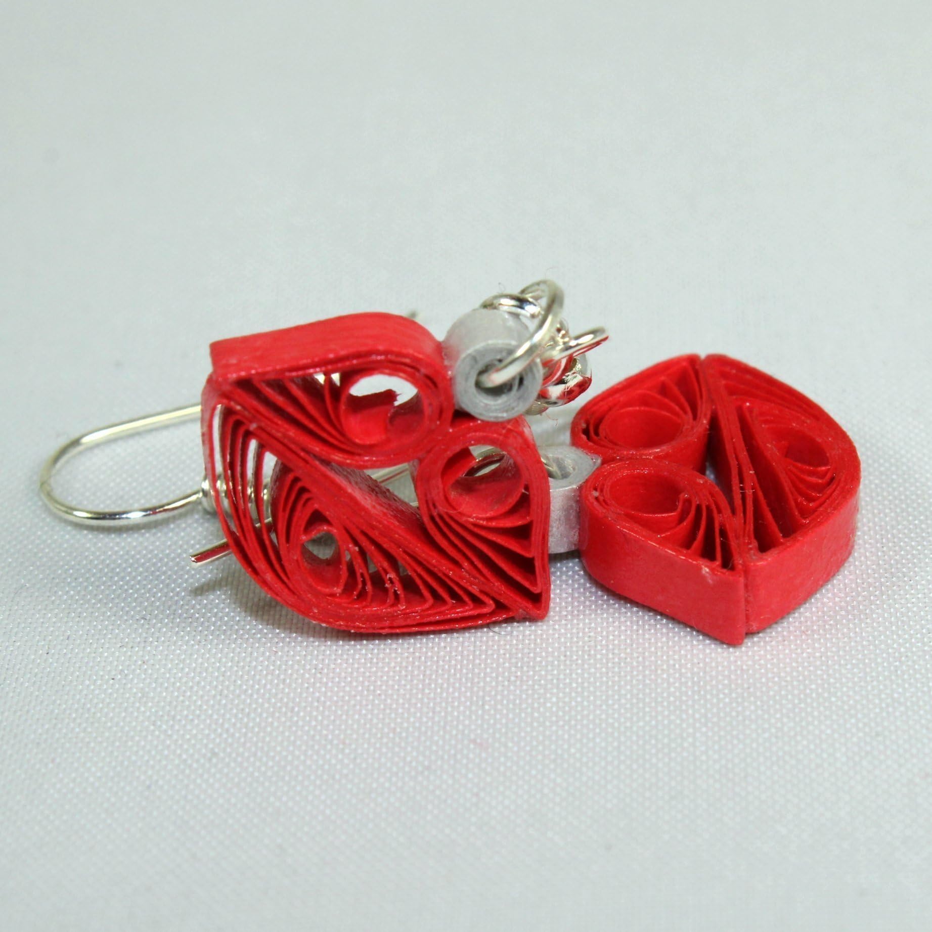 Paper Anniversary Gift for Her, Handmade Earrings for Women Girls Kisses Red Lips Quilled Jewelry