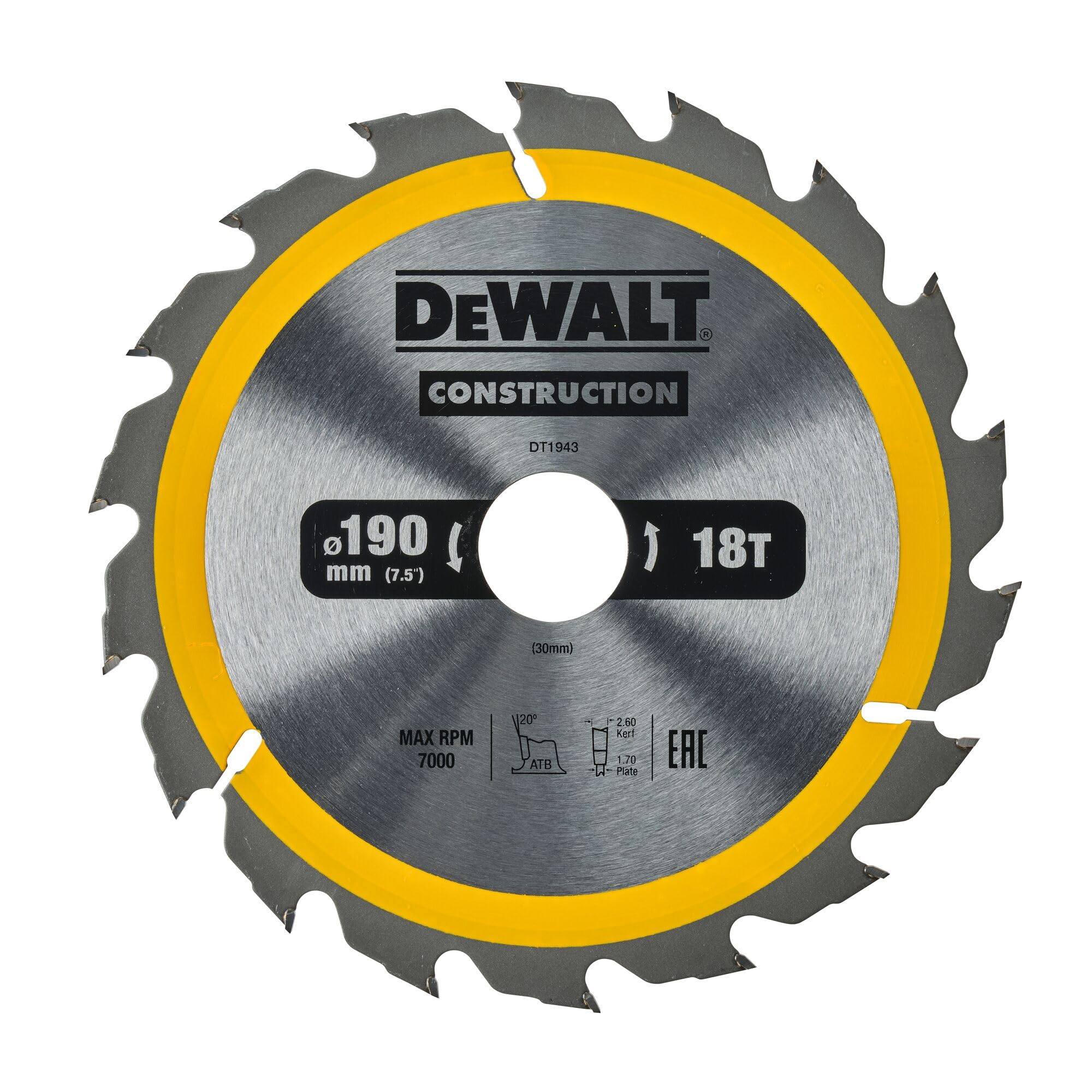 Dewalt Circular Saw Blade – Pack of 1, Silver, Yellow, Black, DT1943 QZ