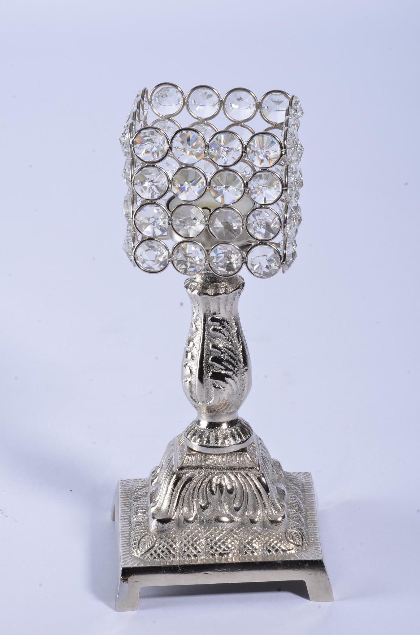 Simply Roka - Glass Crystal Tealight - Ornate (cube)
