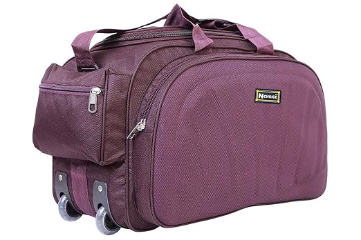 N Choice Unisex Polyester Purple 40 L Waterproof Lightweight Duffle Bag with 2 Wheels