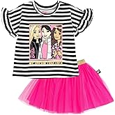 Barbie Toddler Girls T-Shirt and Mesh Tutu Black/Pink 5T