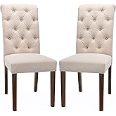 COLAMY Tufted Dining Room Chairs Set of 2, Accent Parsons Diner Chairs Upholstered Fabric Side Stylish Kitchen Chairs with So