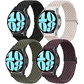 20mm Braided Elastic Bands for Samsung Galaxy Watch 7/FE/6/6 Classic 40mm 44mm 43mm 47mm 42mm 46mm Solo Loop Band, Adjustable Stretchy Nylon Fabric Sport Wristbands for Samsung Watch 7/6/5/4