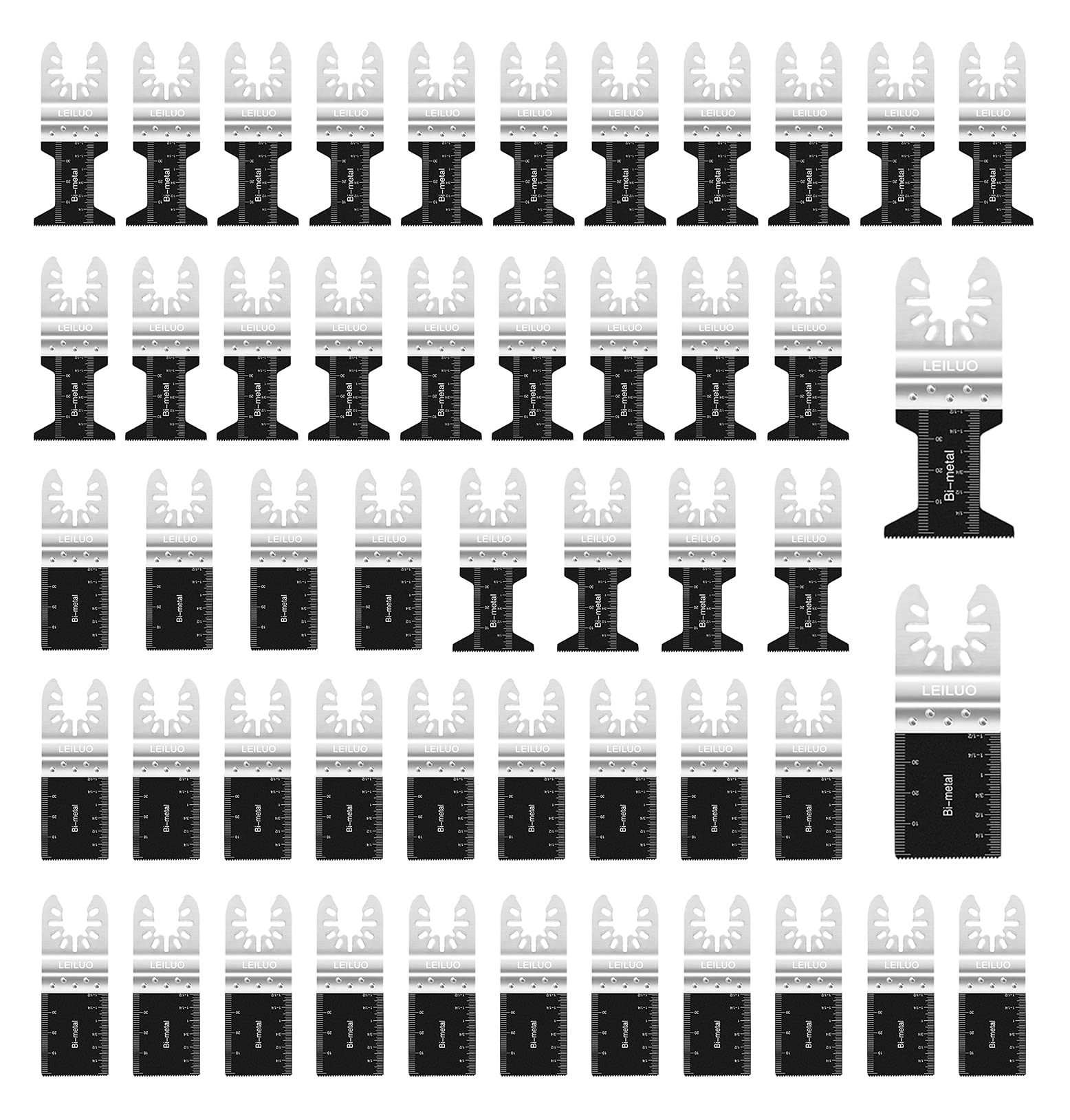 50 Pack Multitool Blades LEILUO Bi-Metal Oscillating Saw Blades Kit for Wood Nail Plastics Packed by Storage Bag Fit DeWalt Silverline Einhell Makita Ryobi and More