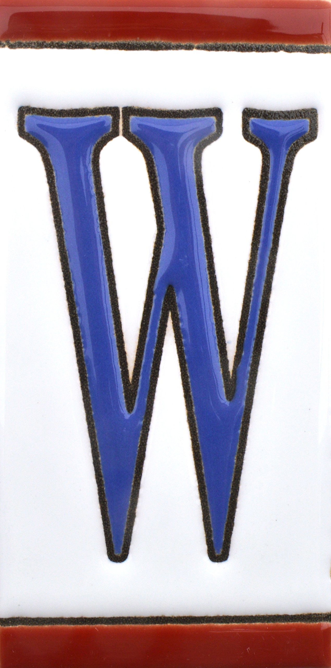 House letters 4 inch. Handpainted house letter tiles for signs, addresses and names. Address numbers for houses. House address numbers and letters. Design USA FLAG 4,29" x 2,13" (LETTER W)