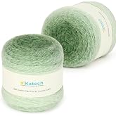 Katech Ombre Yarn for Crocheting-Large Skein of Gradient Yarn Cake-2 Pack of 200g/7.05 oz-80% Acrylic,20% Nylon- #4 Medium-Perfect for Star Blankets, Scarves, Shawls and Garments (E)
