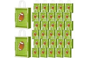 Fainne 30 Pcs Football Gift Bags with Handles 8.3 x 5.9 x 3.1'' Football Goodie Treat Bag for Snack Candy Paper Gifts Packagi