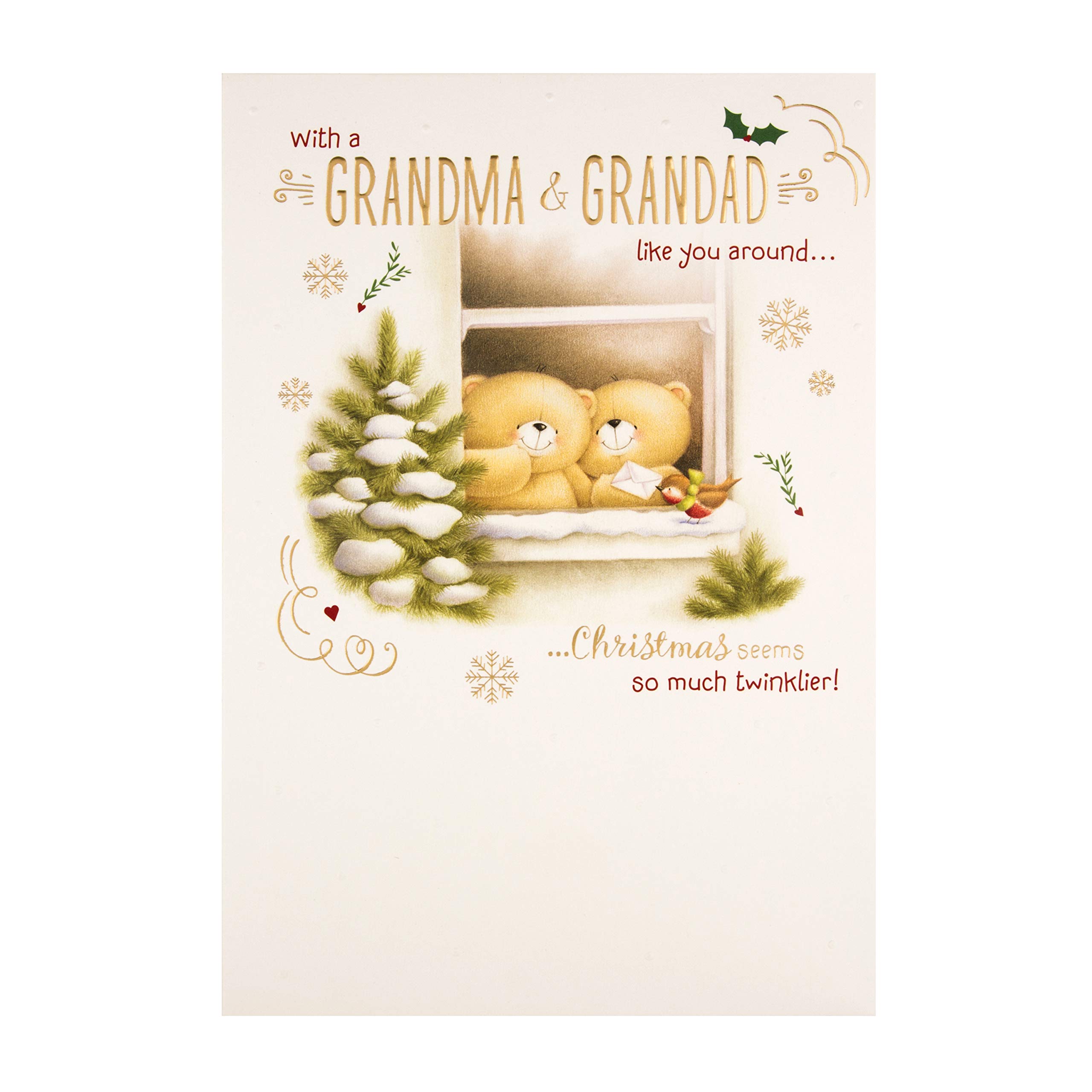 Hallmark Christmas Card For Grandma and Grandad - Cute Forever Friends Design