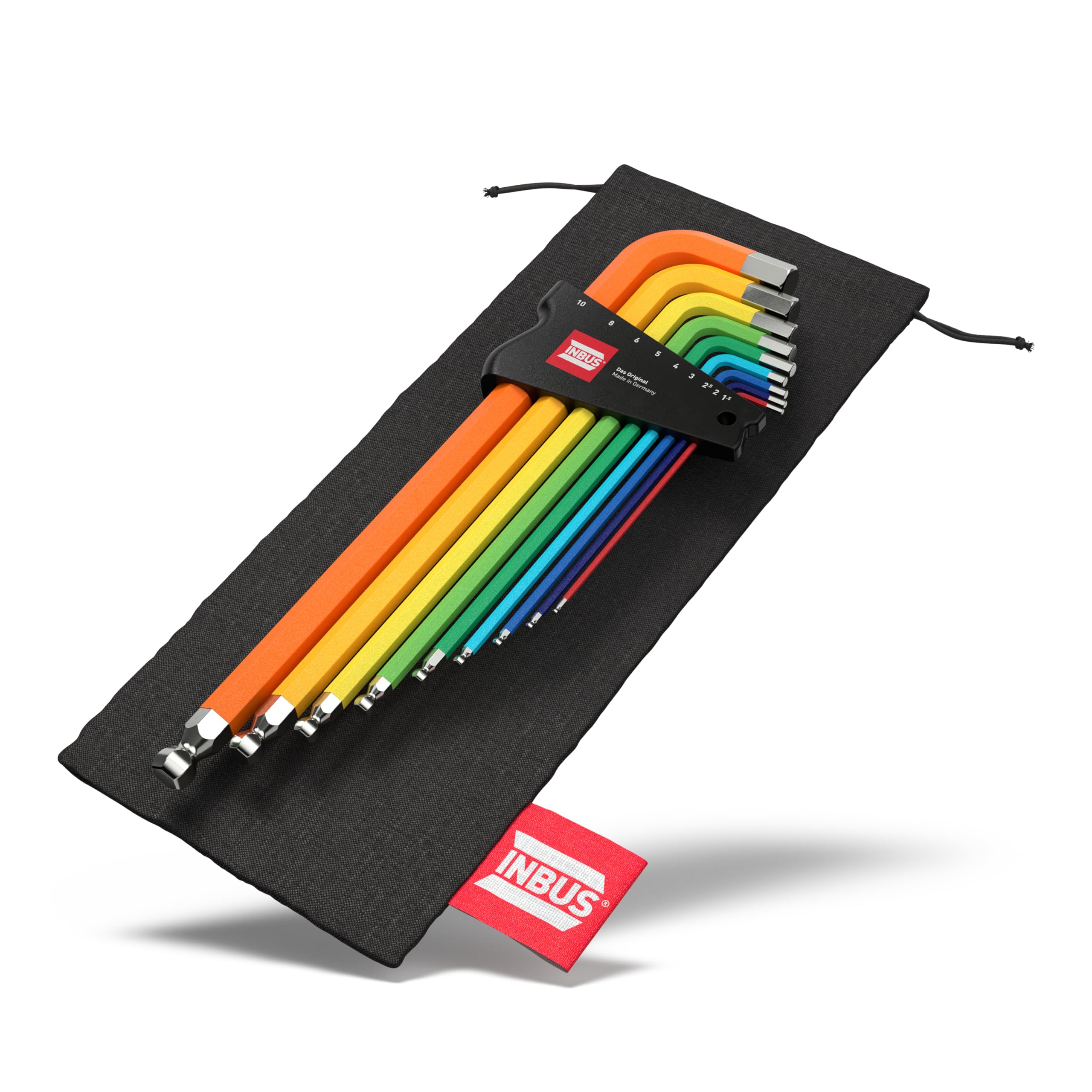 INBUS® 70273 Winkelschraubendreher Set 9tlg, 1.5–10mm, mit ColorGrip bunt & Kugelkopf — Made in Germany
